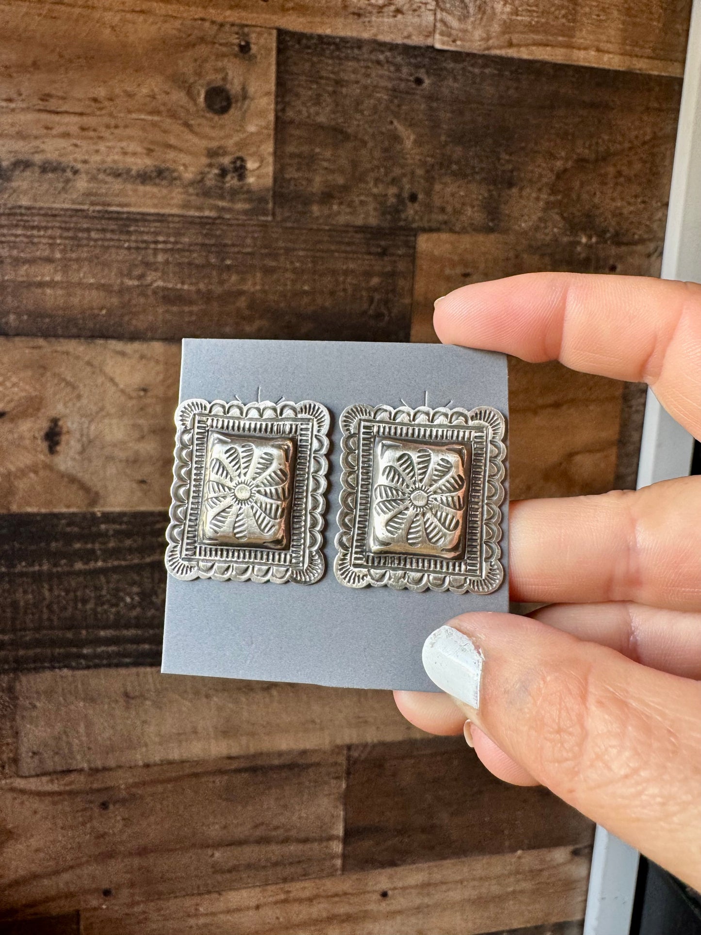 Bigger Square Sterling silver stud earrings