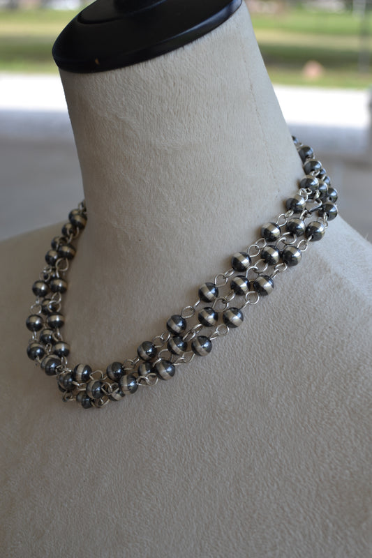 18" 10mm rosary sterling pearl necklace