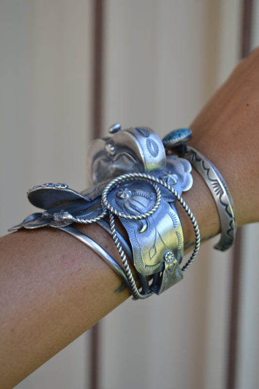 Yazzie native made sterling silver saddle cuff bracelet