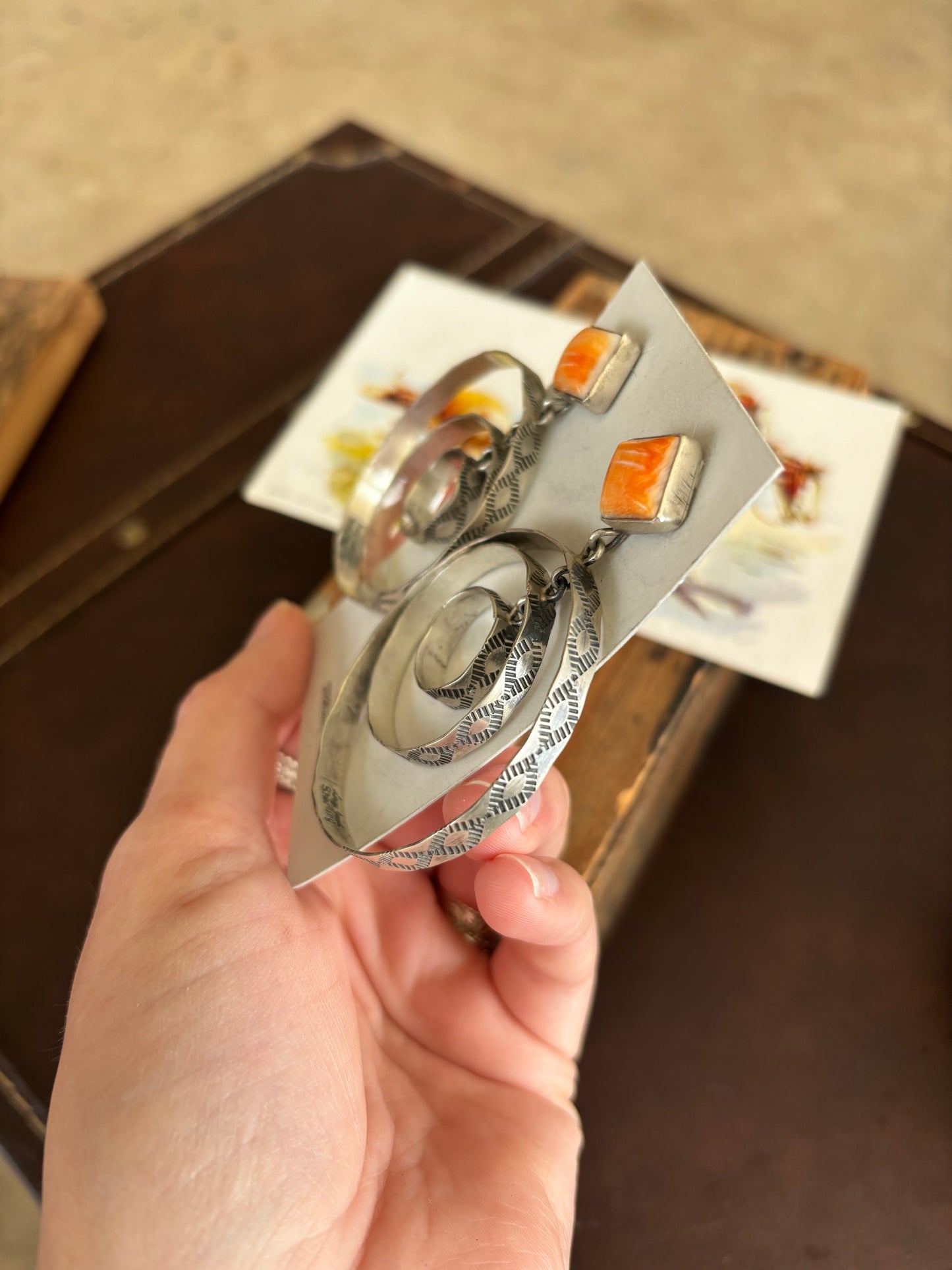 The Canova Hoops in Orange Spiny