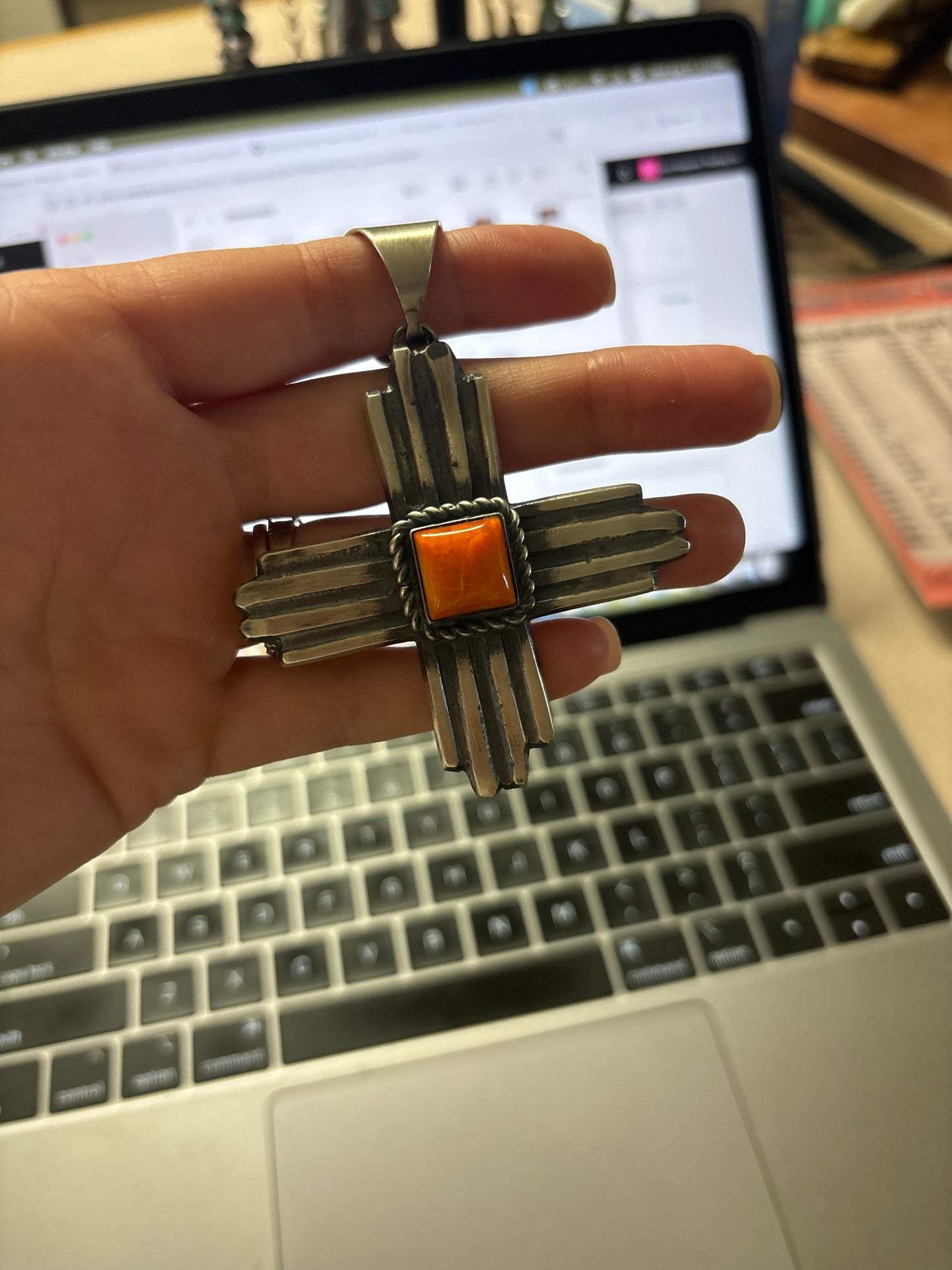 The Yori Orange Spiny Zia Pendant