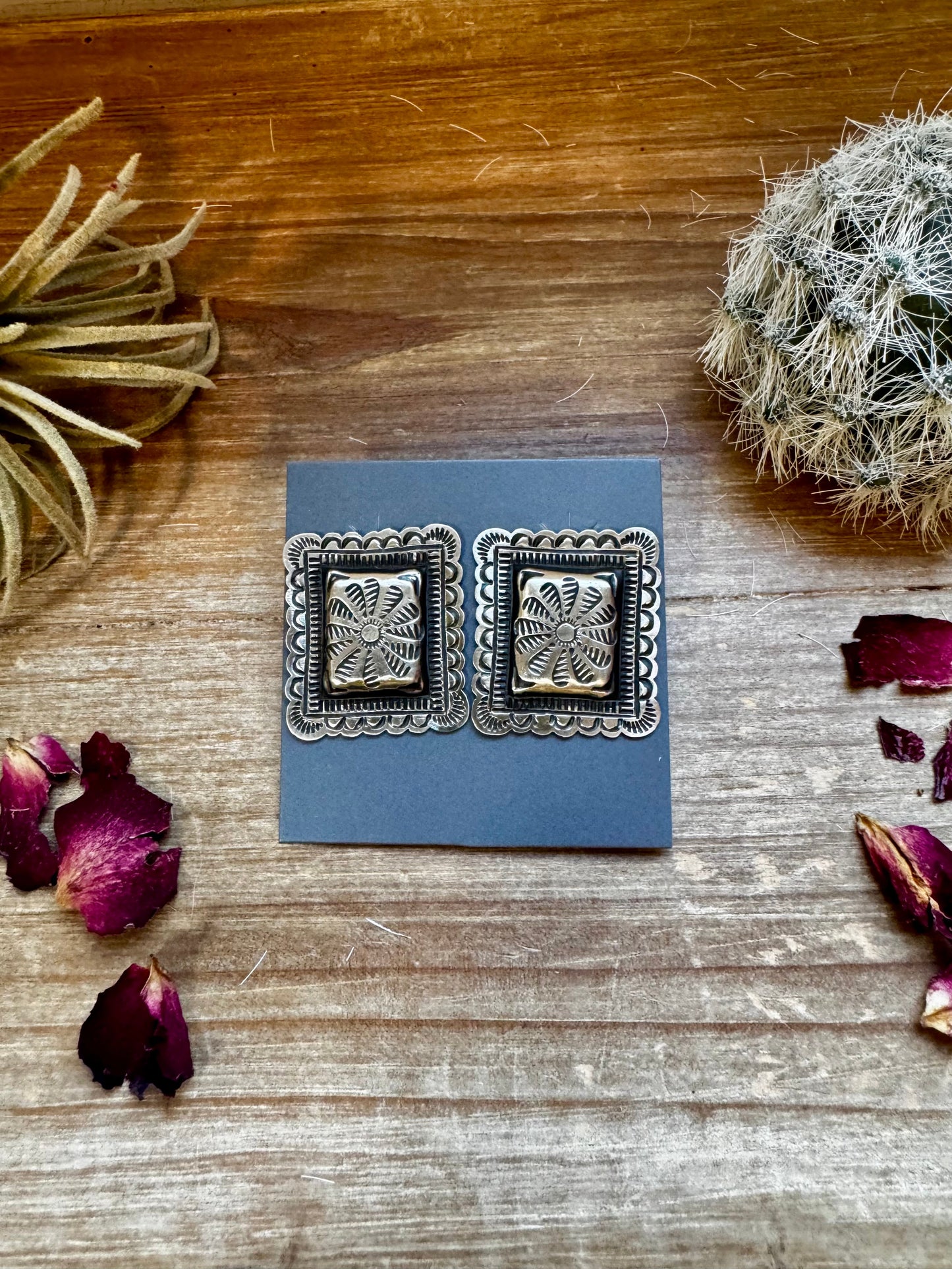 Bigger Square Sterling silver stud earrings