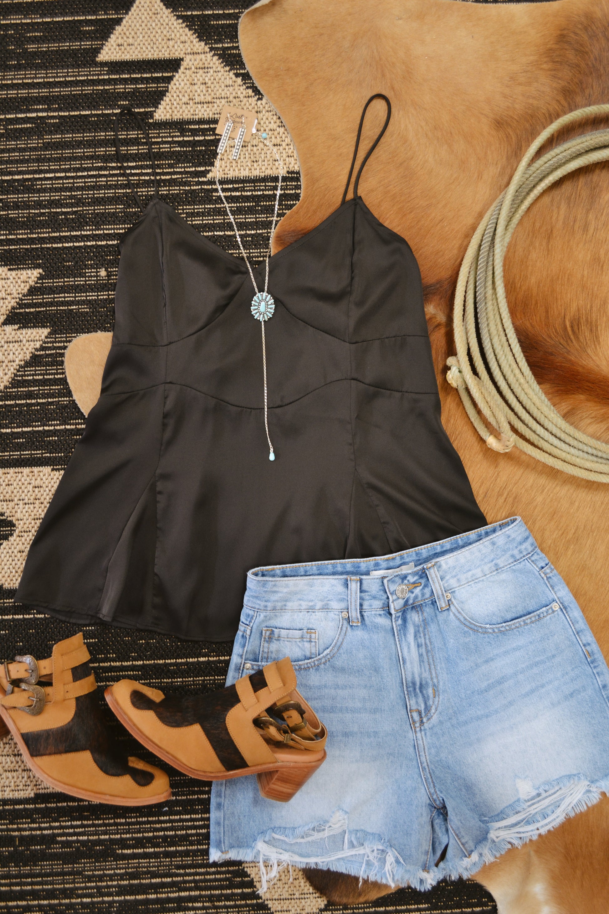 Black satin tank top 