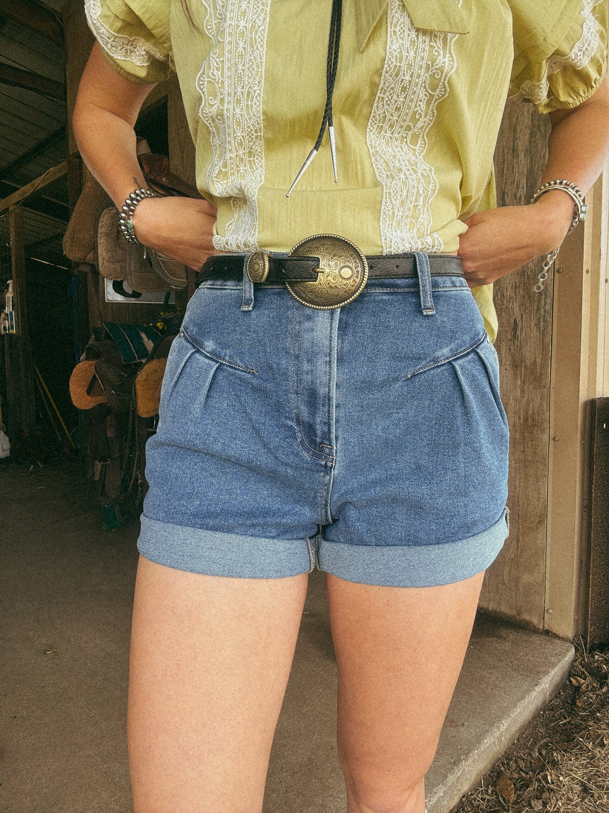 vintage western denim shorts