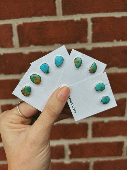 Genuine turquoise stud earrings 