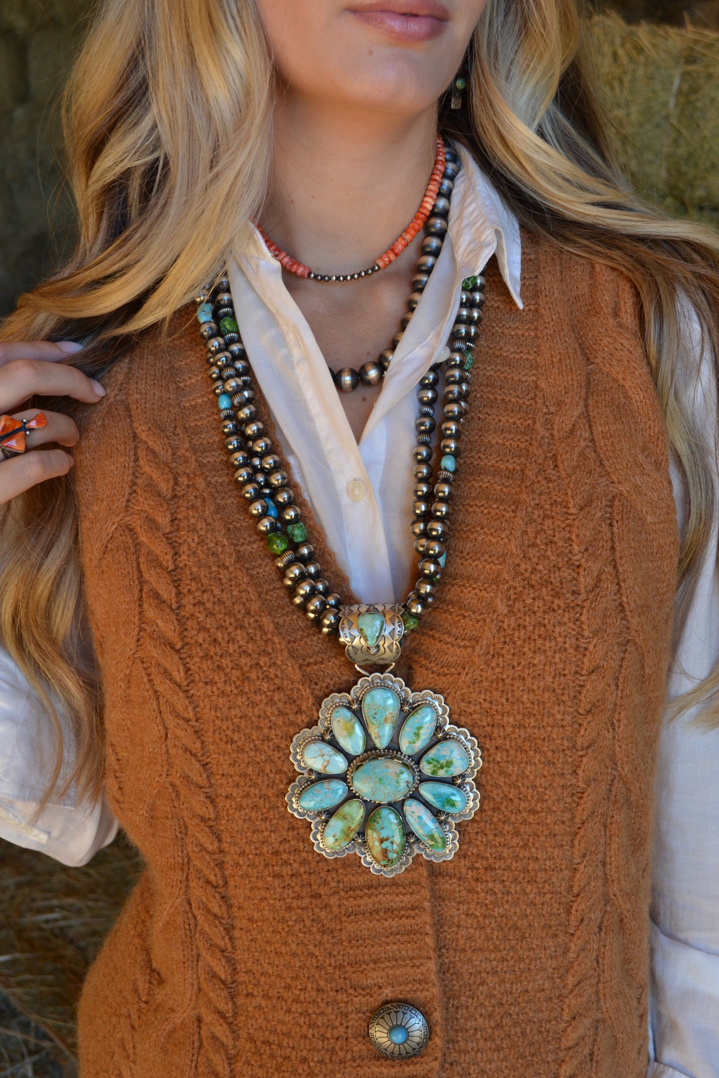 charles johnson huge sonoran cluster statement necklace with 10mm pearls