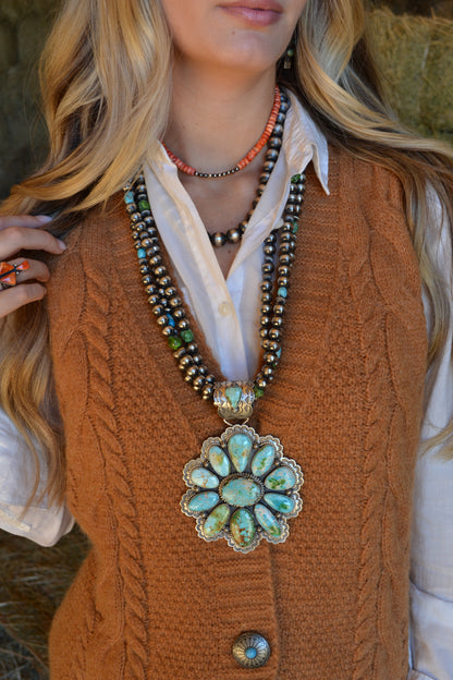 charles johnson huge sonoran cluster statement necklace with 10mm pearls