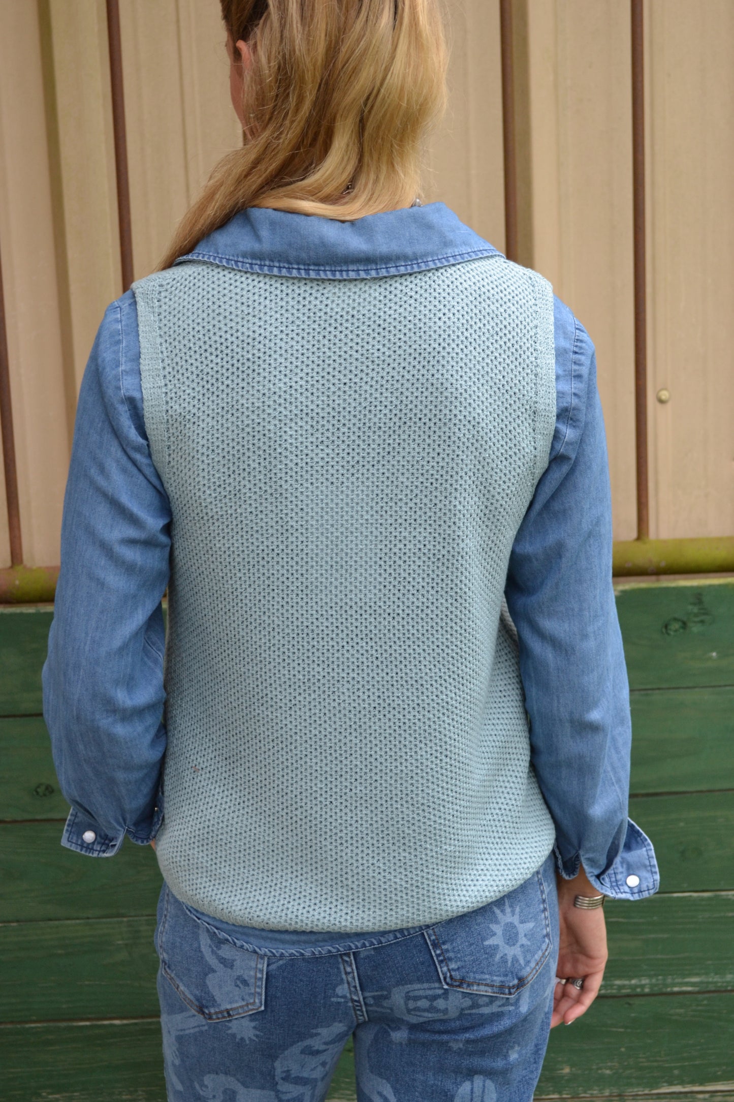 The Howdy Sweater Tank in Blue