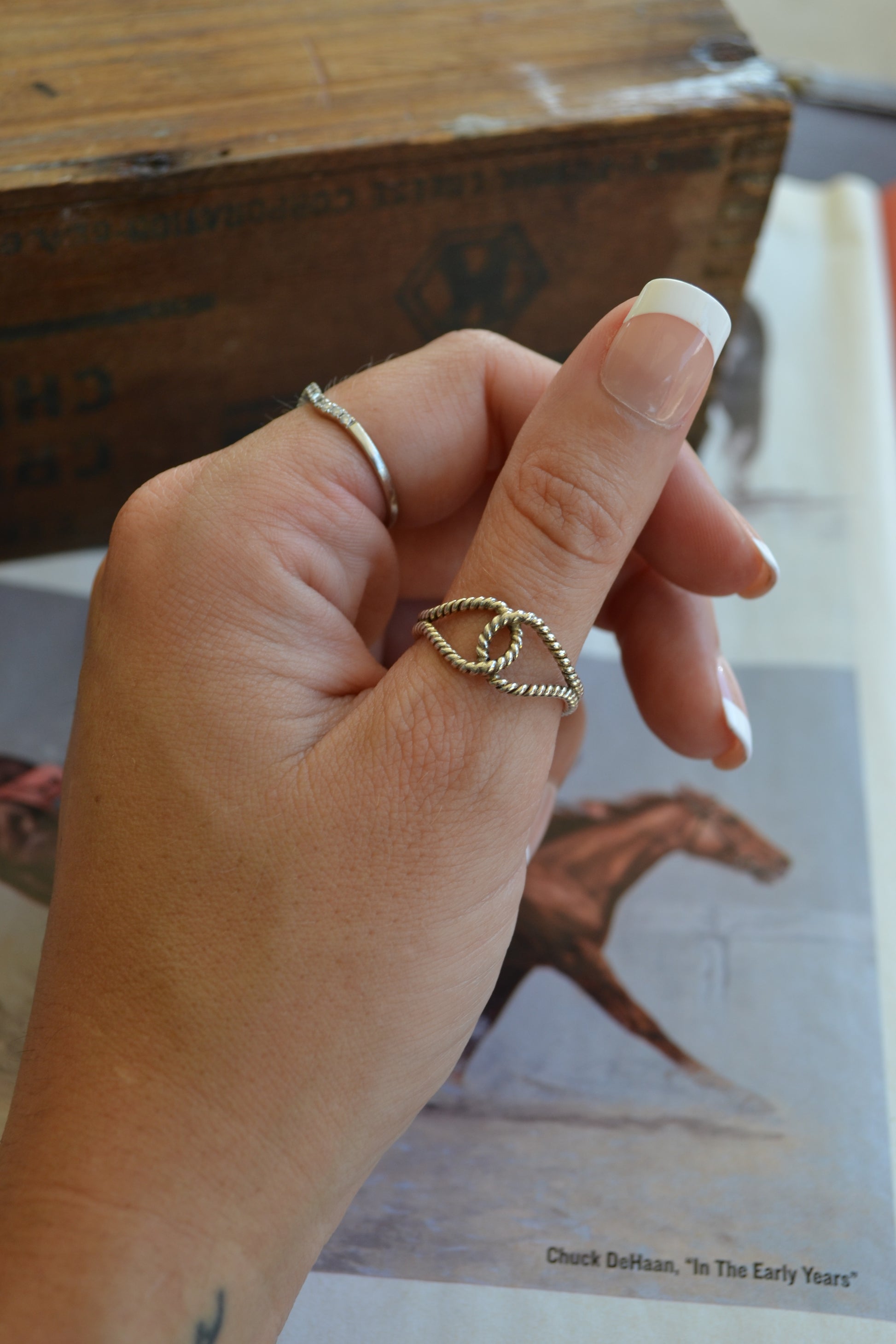 Braided rope sterling ring