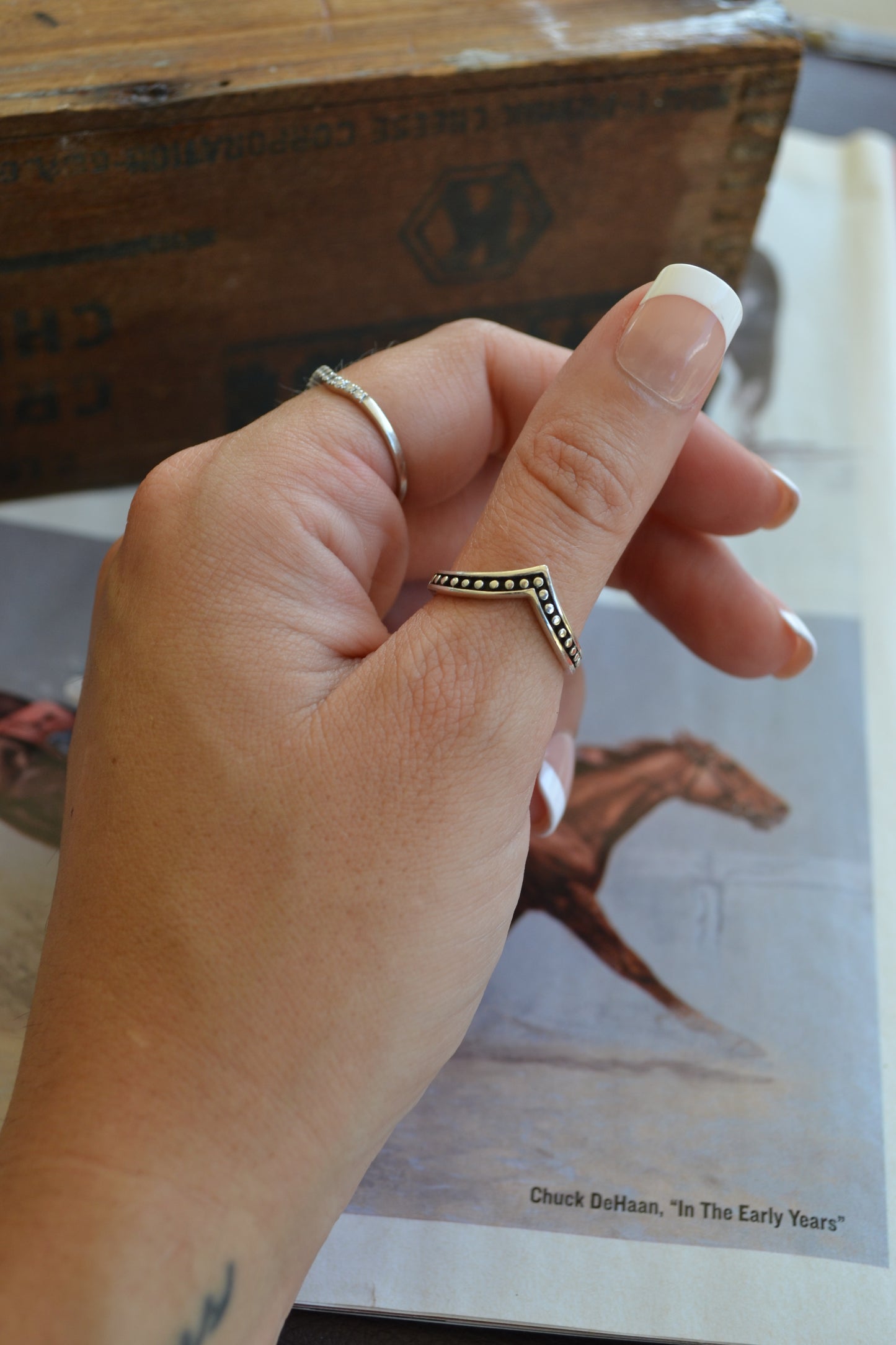 V Shaped sterling silver ring