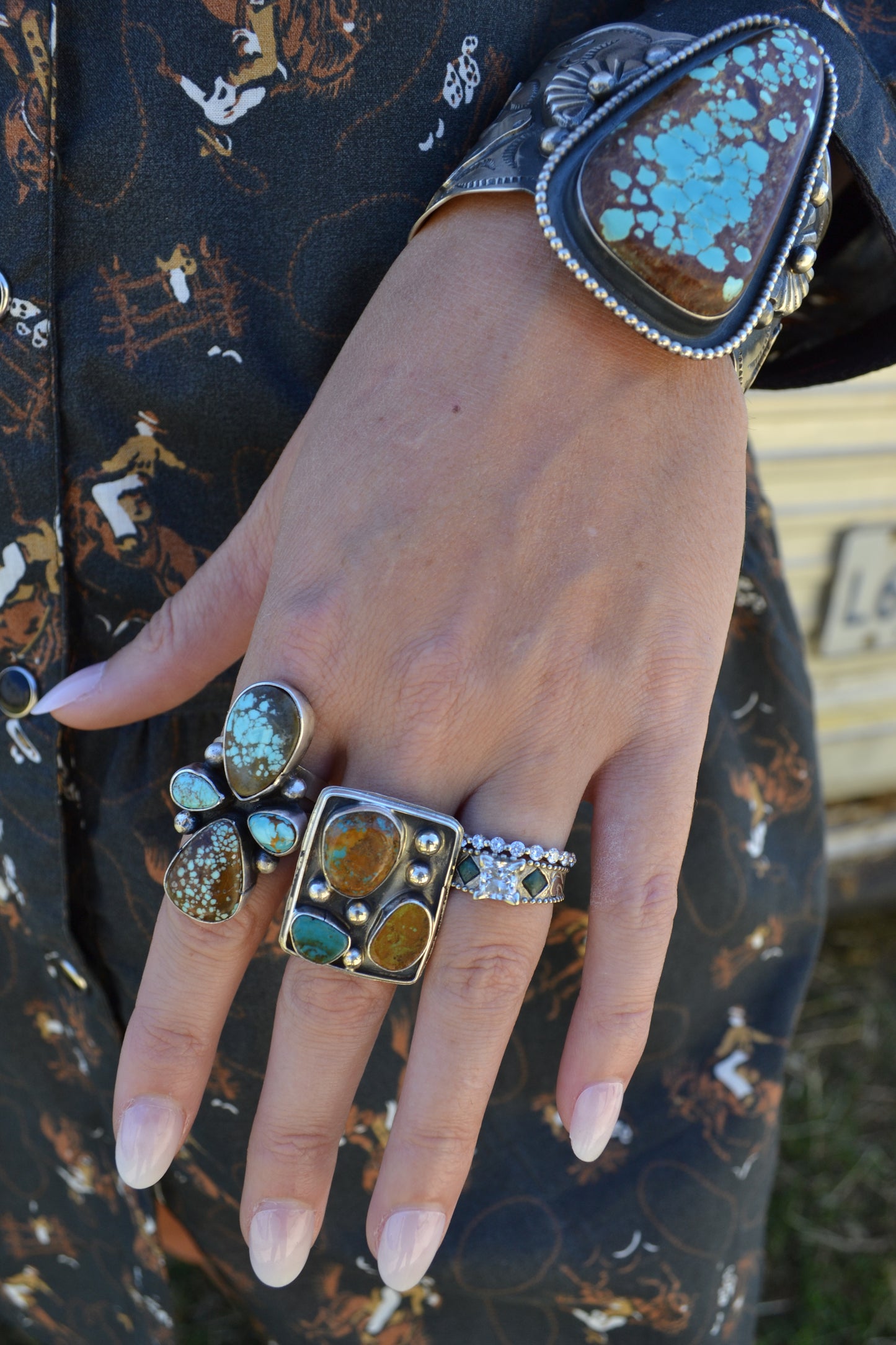 b johnson #8 turquoise cross ring