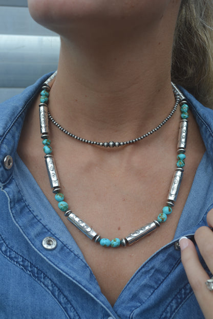 The Hatoria 21" Sonoran & Handcrafted Barrel Bead Necklace