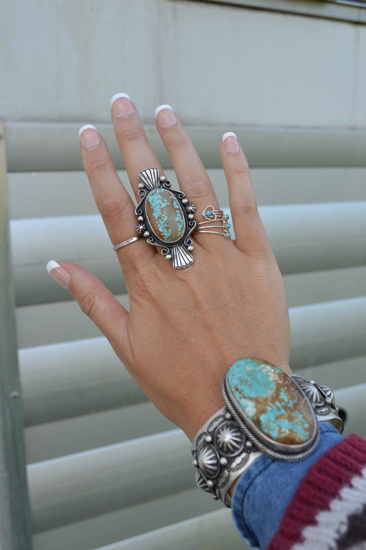 native made #8 turquoise ring size 7.75