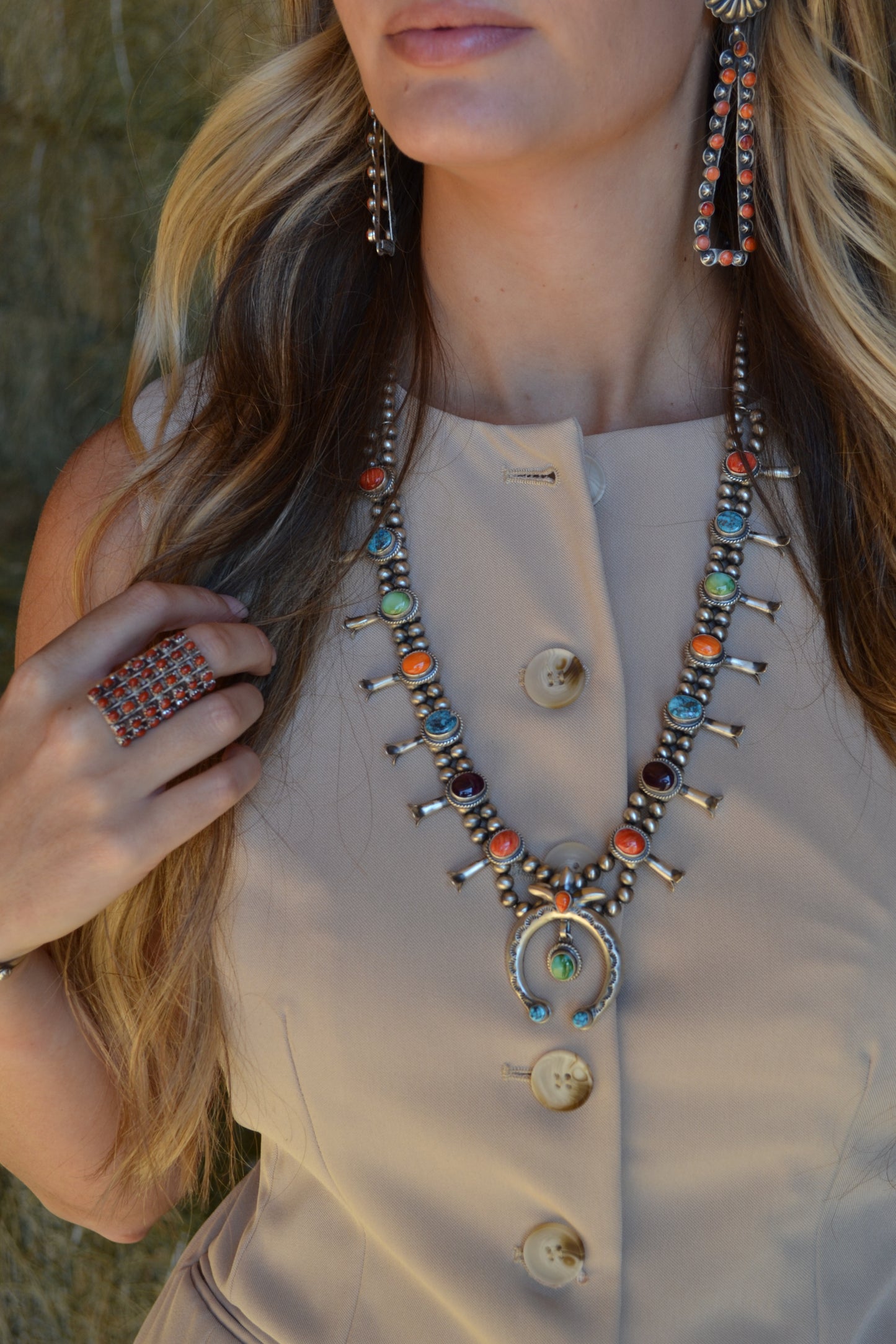 The Lonestar Multi Stone Squash Necklace Set