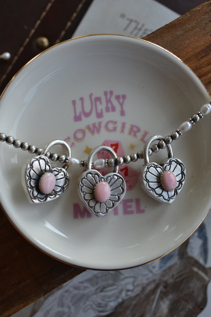 The Royce Pink Conch Heart Pendants