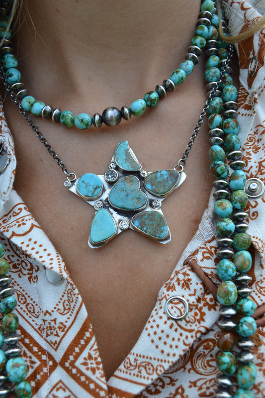 jacqueline silver star turquoise necklace