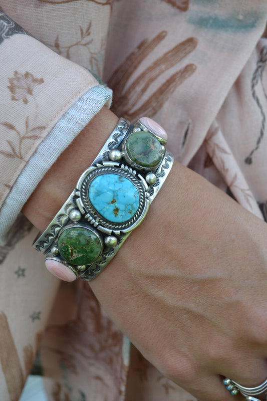 leroy james turquoise multi stone cuff bracelet