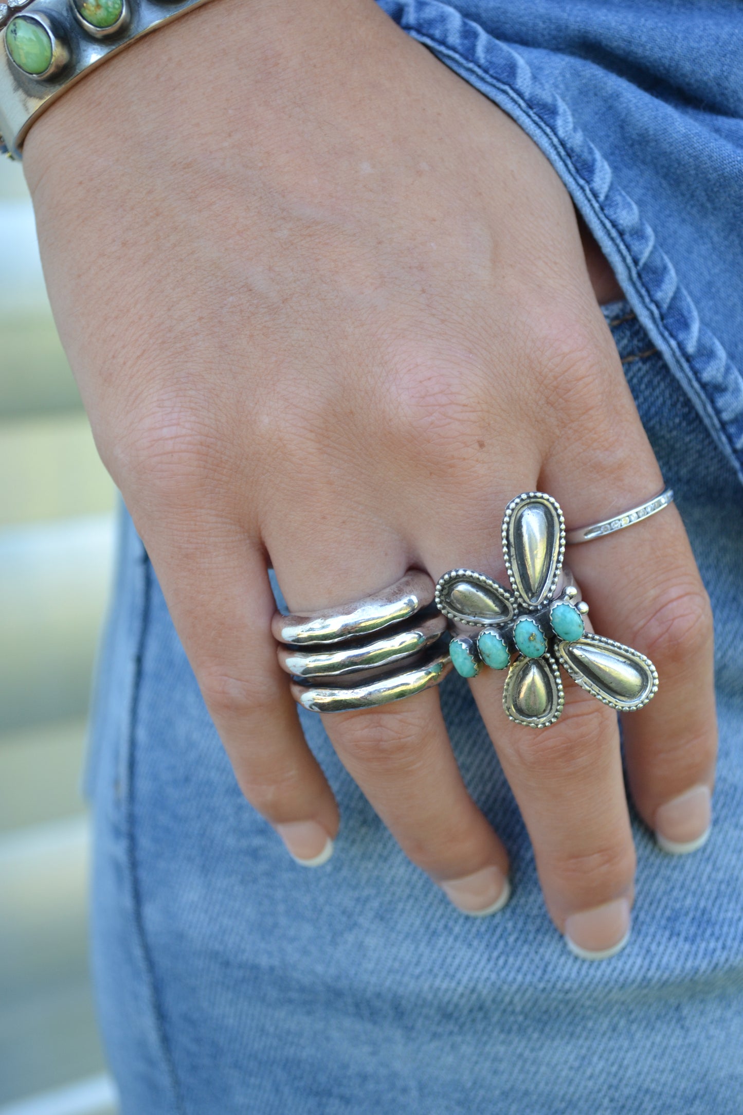 The Libelula Adjustable Ring in Turquoise