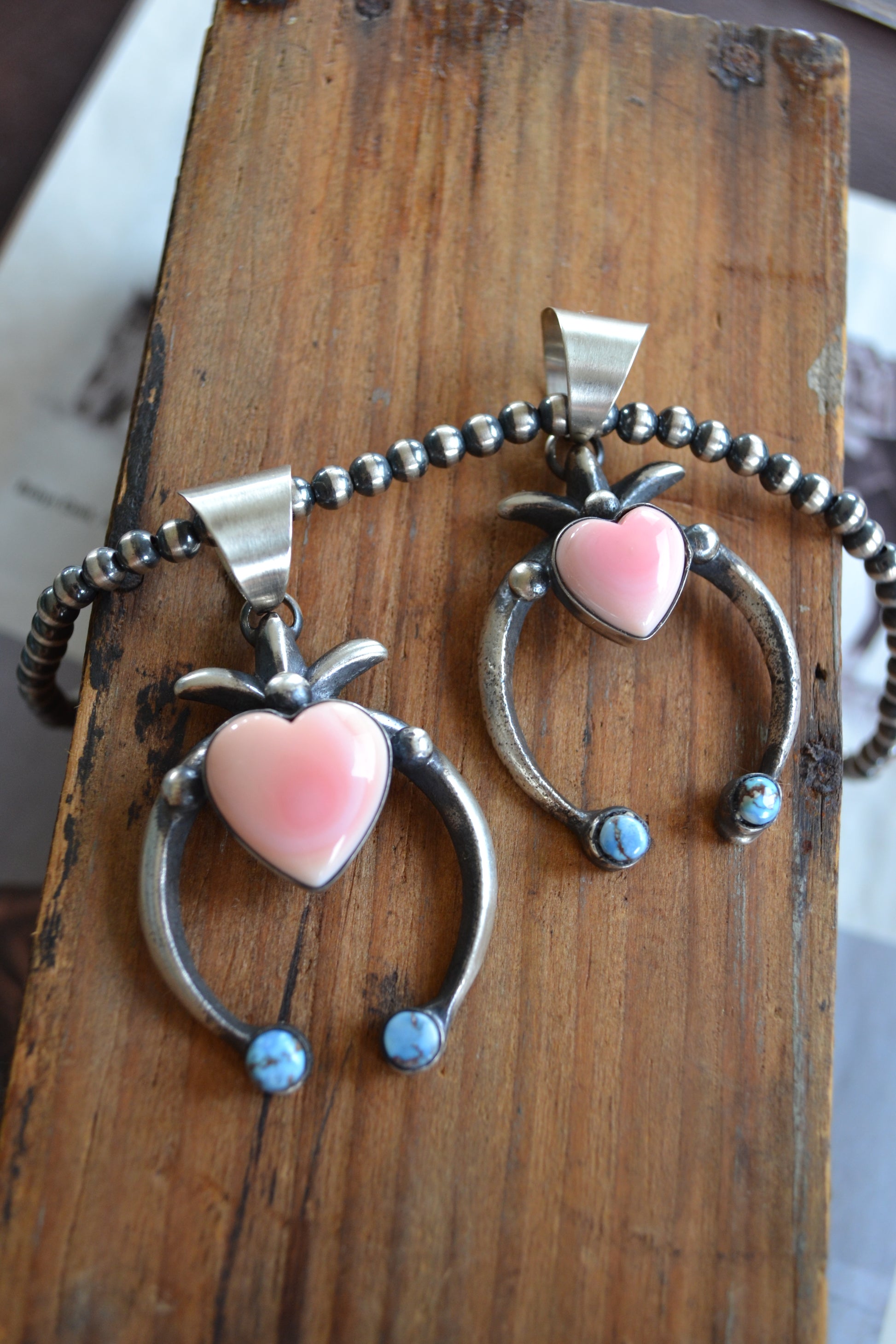 Chimney Butte pink conch heart naja pendant 
