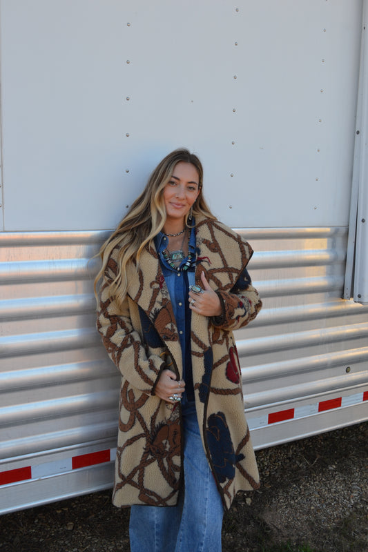 tasha polizzi western print coat