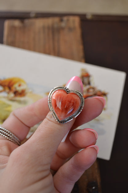 The Denton Red Spiny Heart Ring SIZE 7