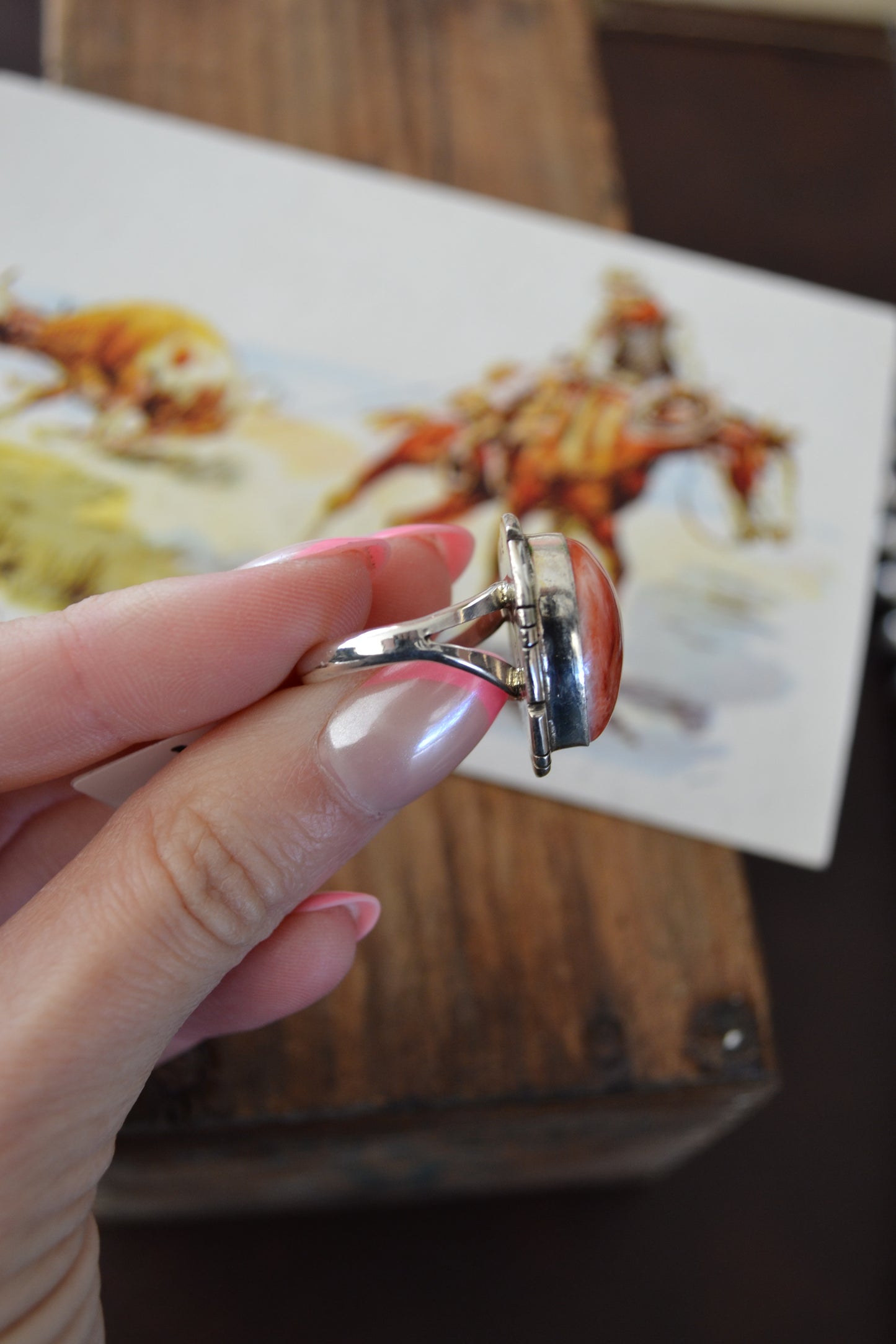 The Denton Red Spiny Heart Ring SIZE 7