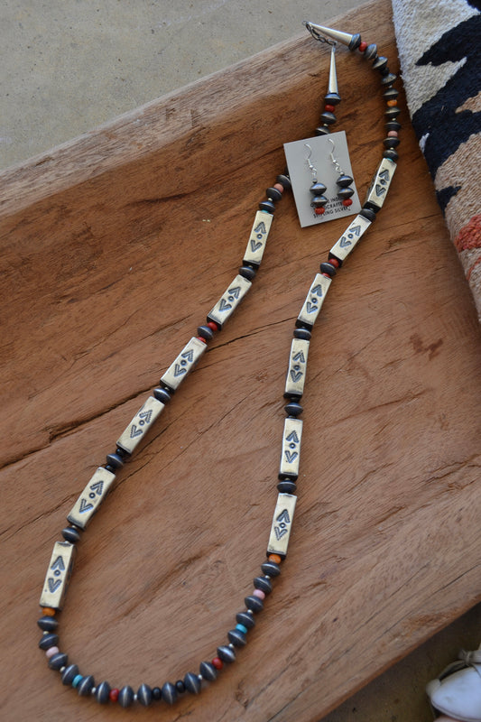 The Canton 36” Multi Color Navajo Box Bead Necklace Set