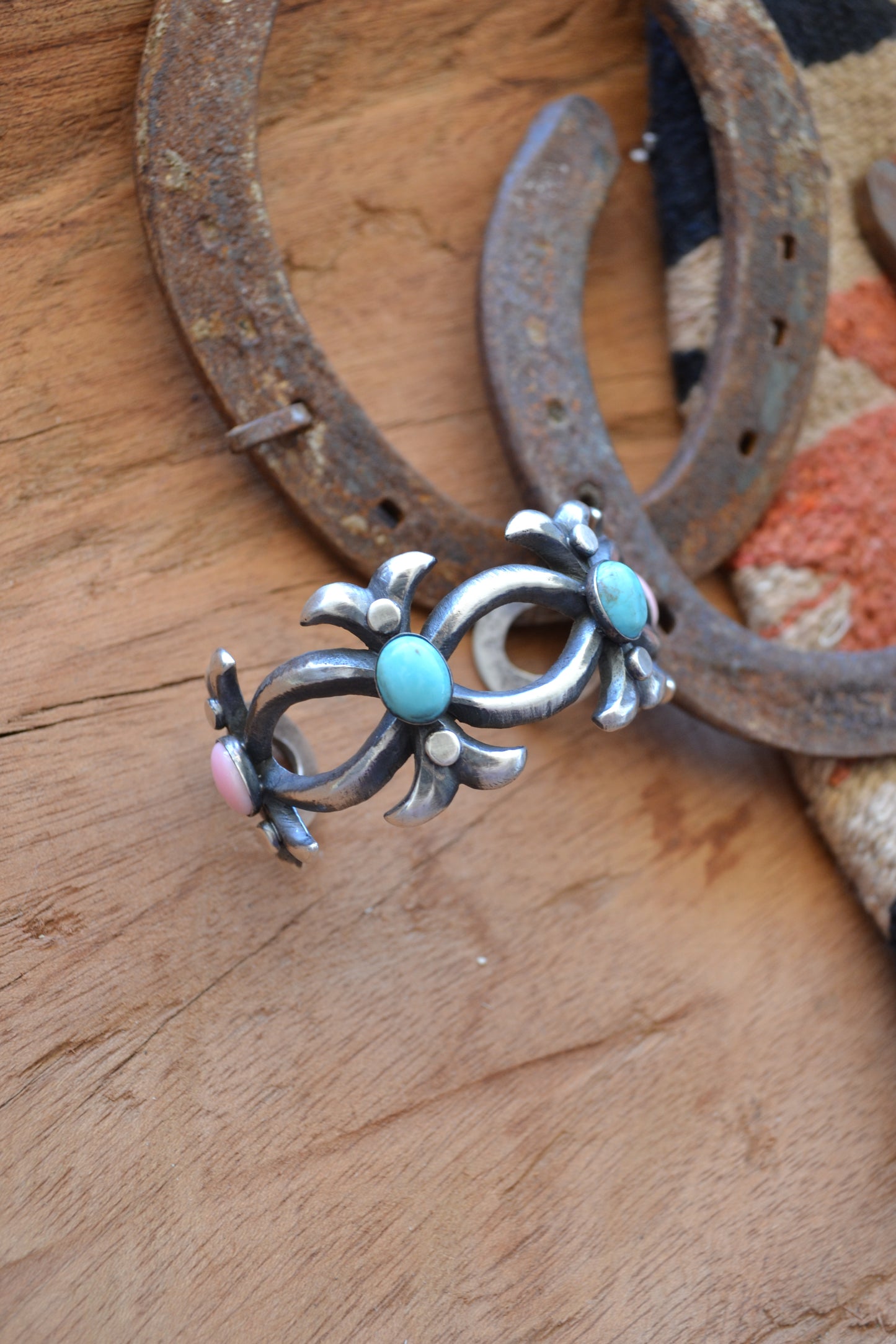 The Lena Pink Conch and Turquoise Cuff