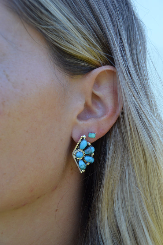 davin benally sleeping beauty turquoise cluster stud earrings
