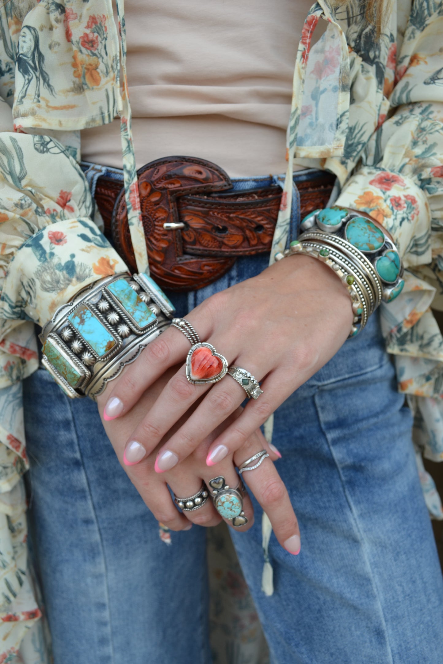 The Denton Red Spiny Heart Ring SIZE 7