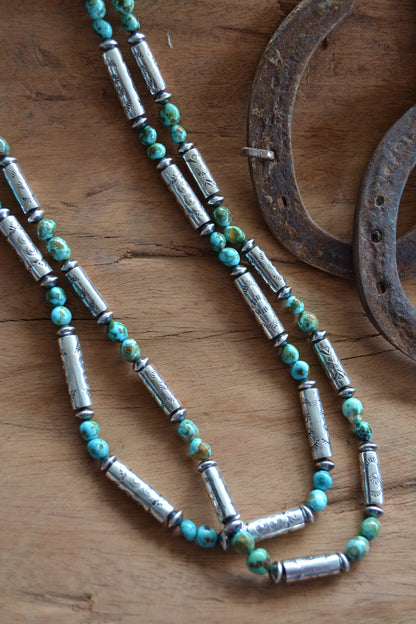 The Hatoria 30" Sonoran and Handcrafted Barrel Bead Necklace
