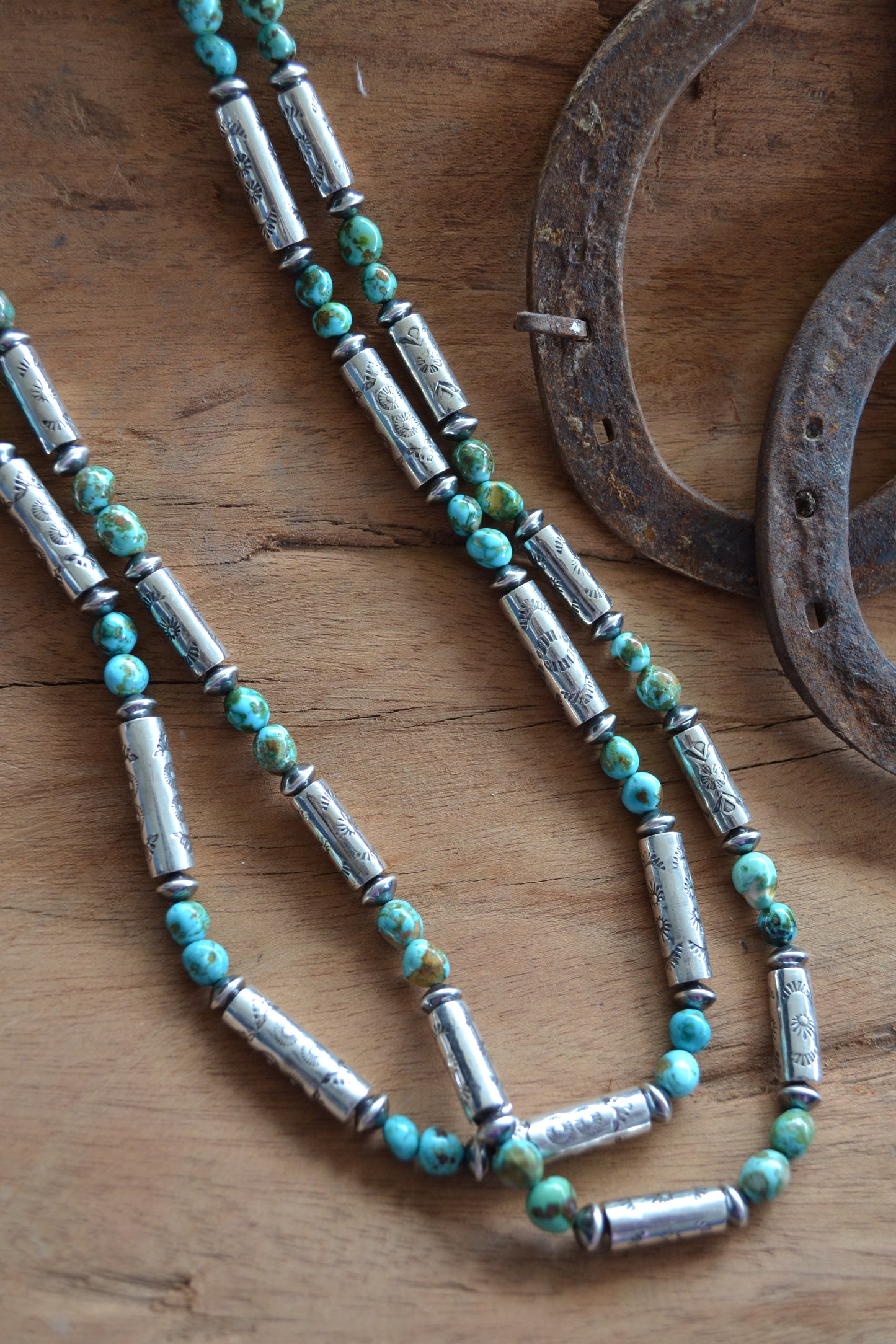 The Hatoria 30" Sonoran and Handcrafted Barrel Bead Necklace