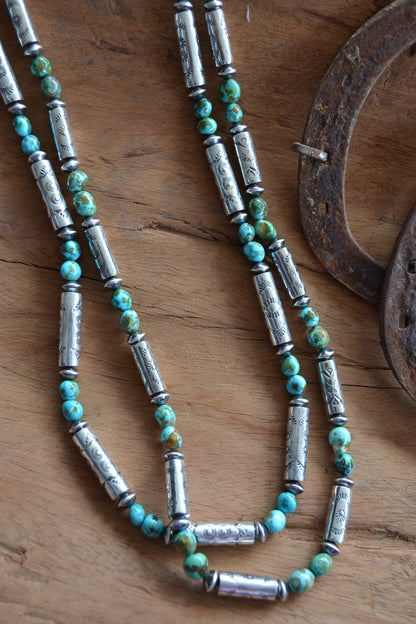 The Hatoria 30" Sonoran and Handcrafted Barrel Bead Necklace