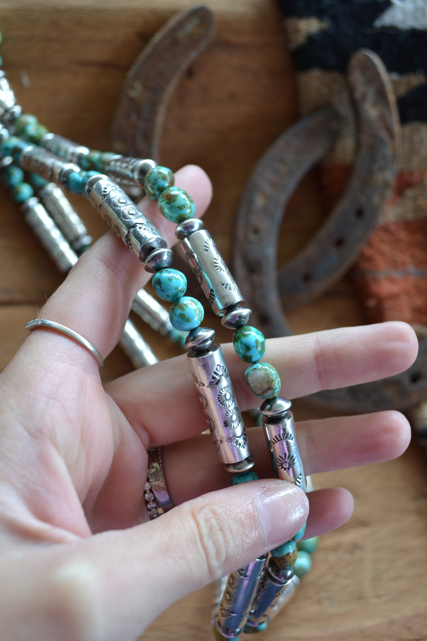 The Hatoria 30" Sonoran and Handcrafted Barrel Bead Necklace