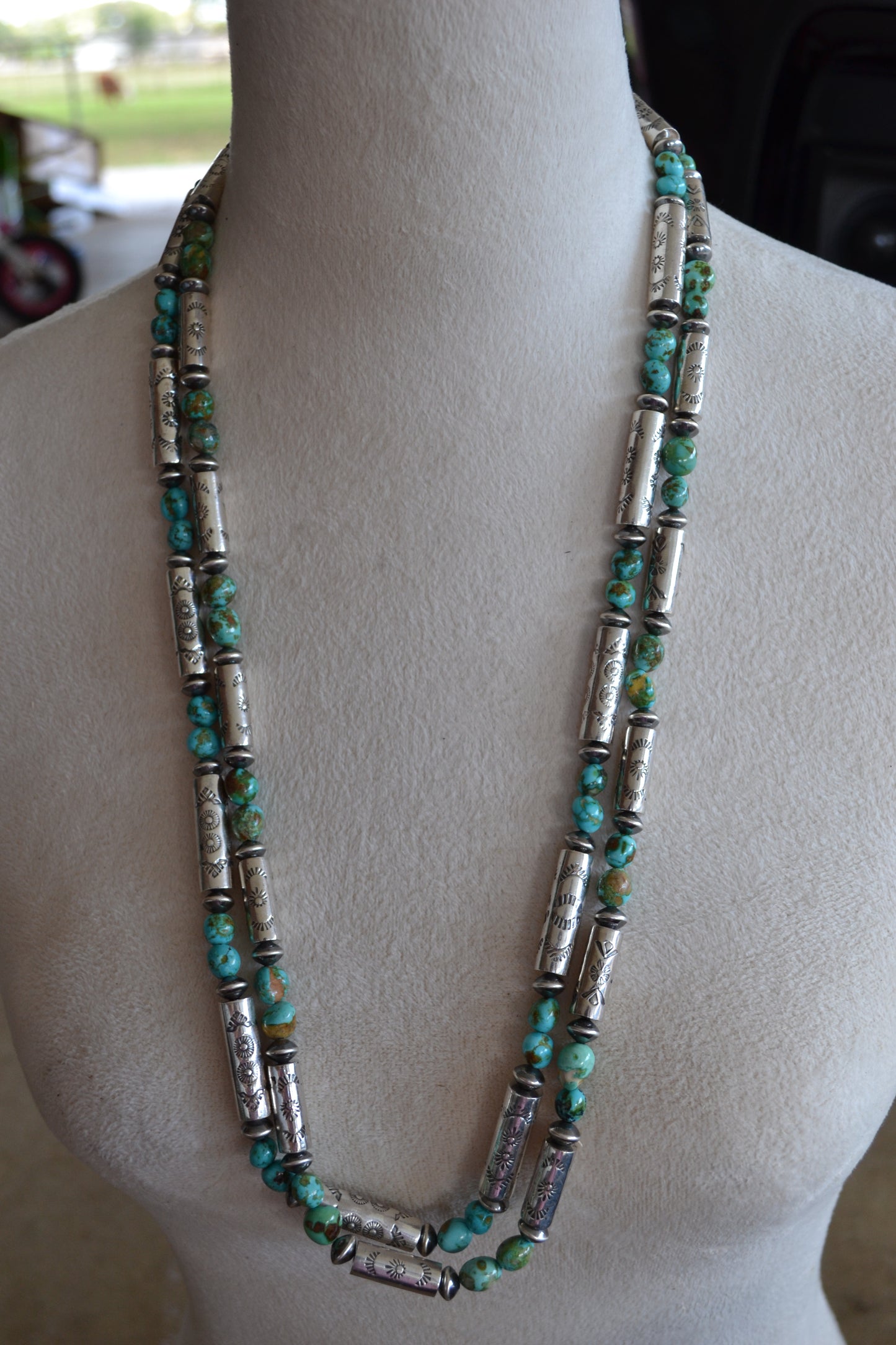 The Hatoria 30" Sonoran and Handcrafted Barrel Bead Necklace