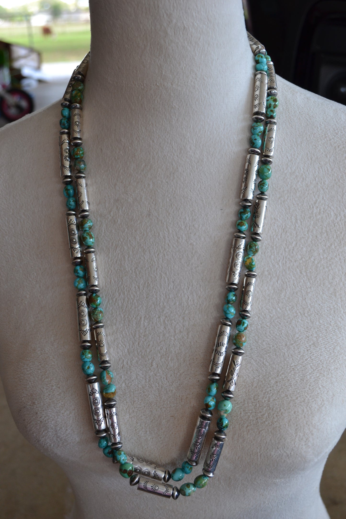 The Hatoria 30" Sonoran and Handcrafted Barrel Bead Necklace