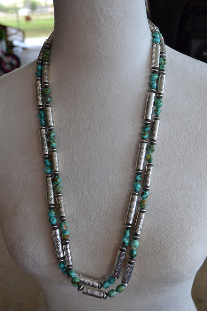 The Hatoria 30" Sonoran and Handcrafted Barrel Bead Necklace