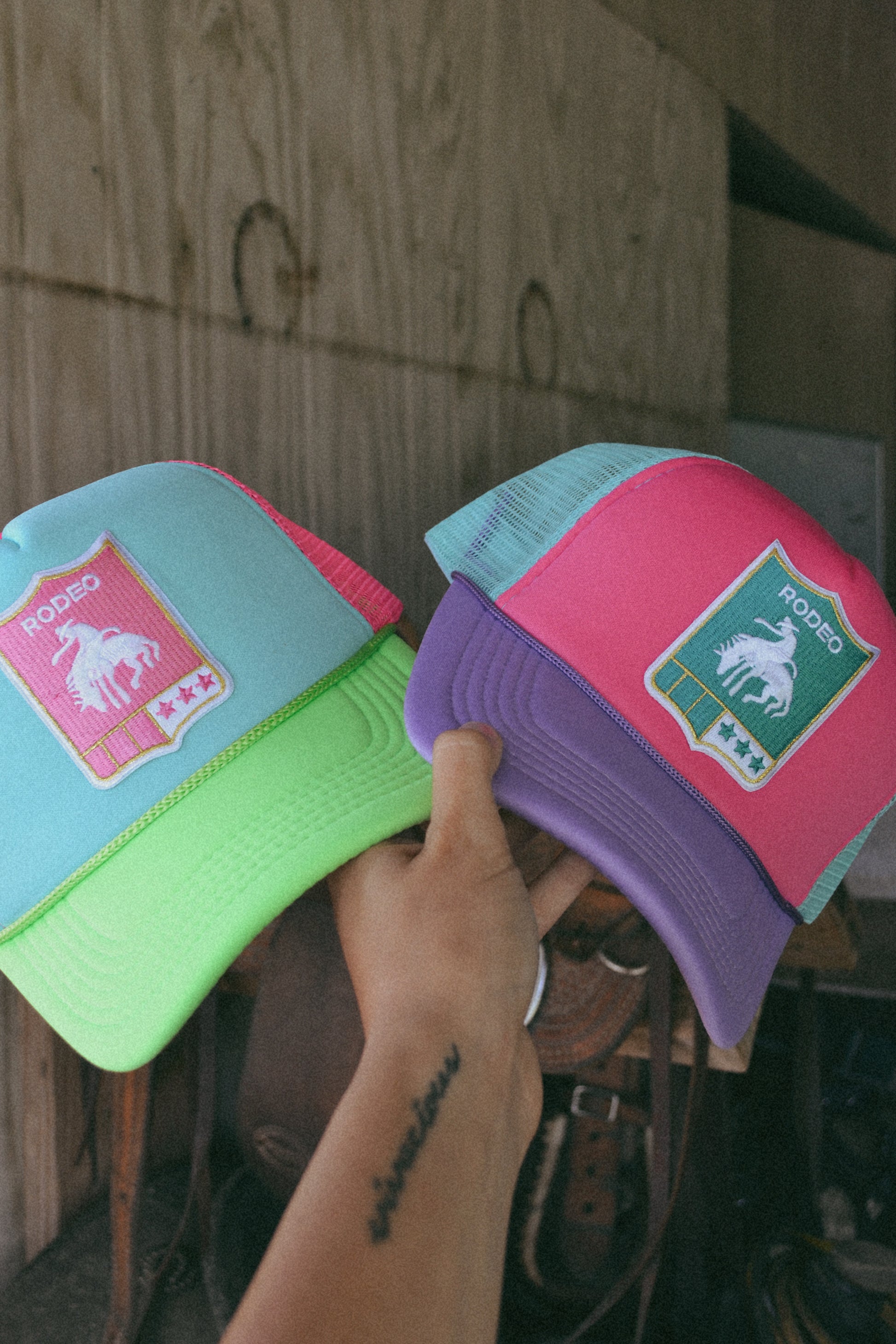 Neon rodeo trucker hat