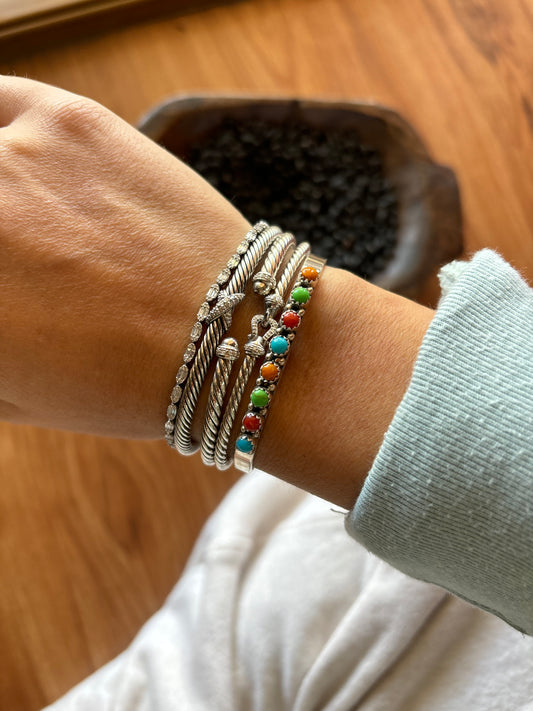 Native made multi stone stacker cuff