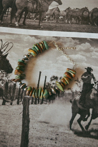Green turquoise chunky chip bracelet 