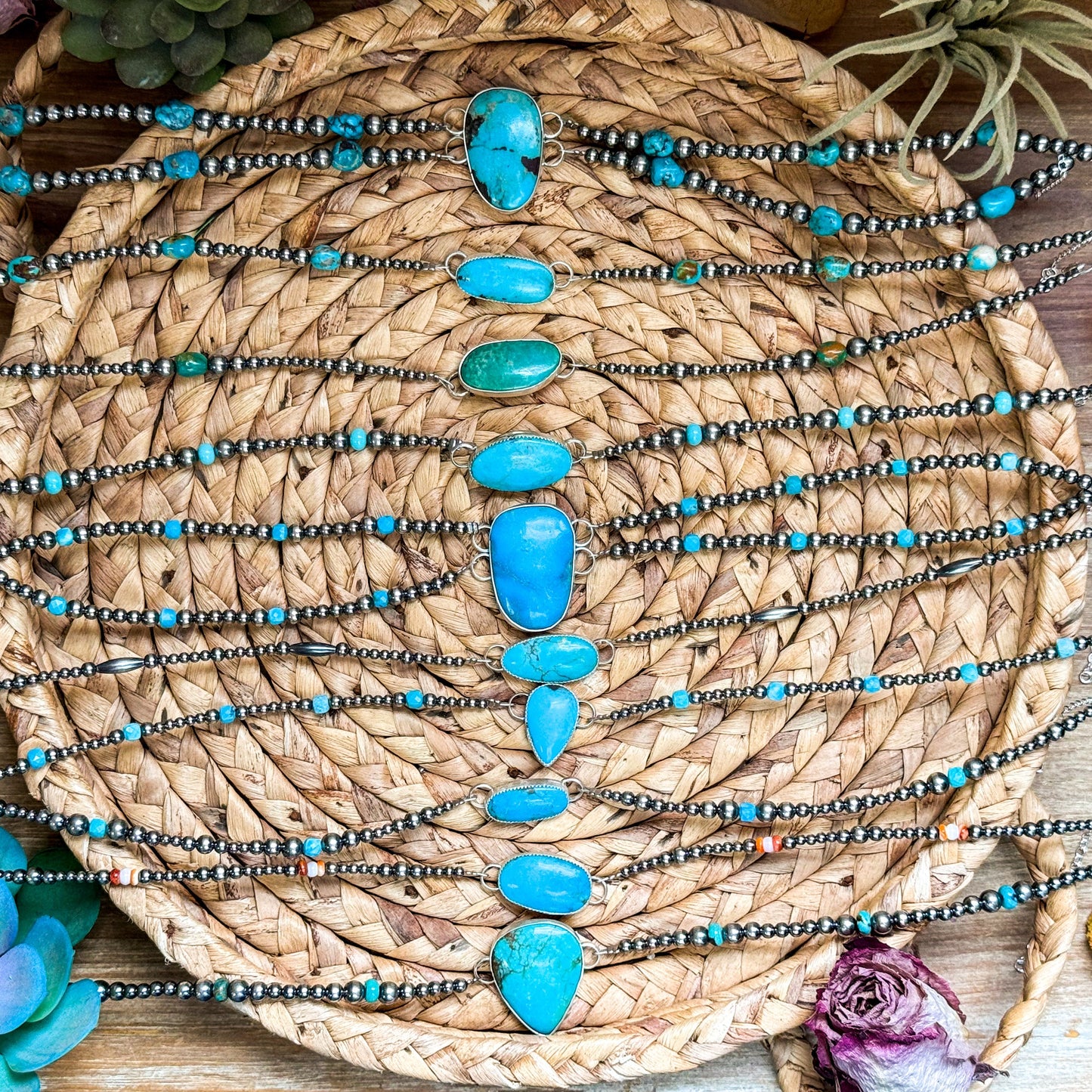 Sterling Silver & Turquoise Choker – 13” + Extender – In-House Silversmithing – Real Turquoise & Spiny Oyster Options