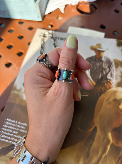 MARKET FIND #14 - MURPHY PLATERO SPINY & TURQ TRIPLE STONE RING