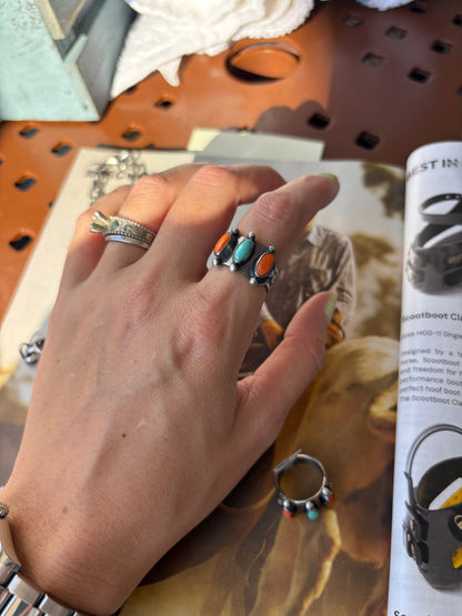 MARKET FIND #14 - MURPHY PLATERO SPINY & TURQ TRIPLE STONE RING