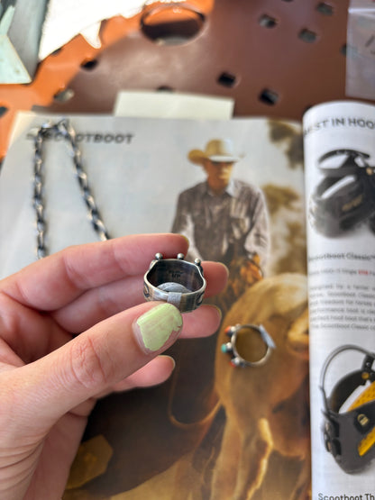 MARKET FIND #14 - MURPHY PLATERO SPINY & TURQ TRIPLE STONE RING