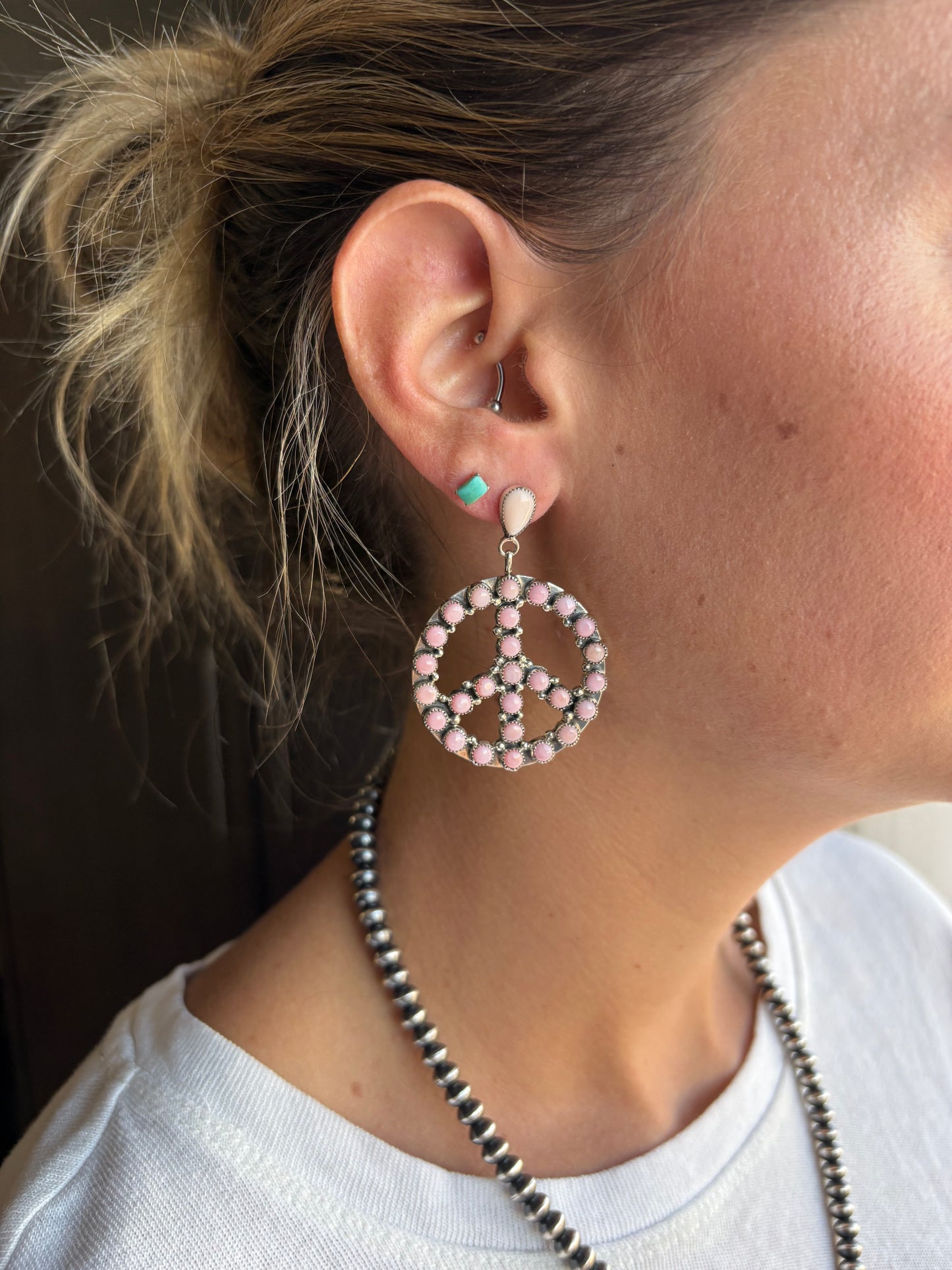MARKET FIND #9 - A SPENCER PINK CONCH PEACE SIGN EARRINGS