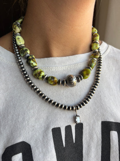 MARKET FIND #31 - 17" NATURAL PALOMINO & HANDMADE BEAD NECKLACE