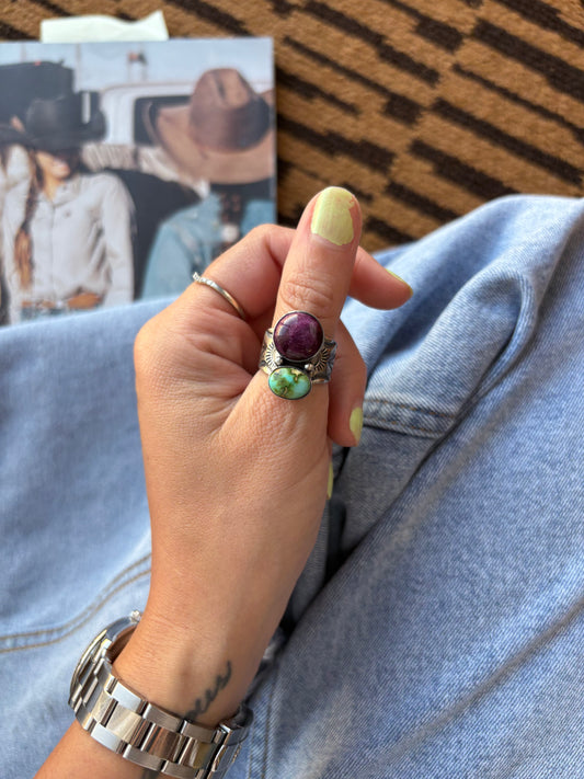 MARKET FIND #48 - PURPLE SPINY/SONORAN BERNYSE CHAVEZ SIZE 7 RING