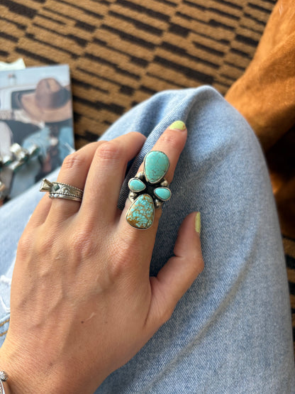 MARKET FIND #46 - B JOHNSON #8 TURQ CROSS RING
