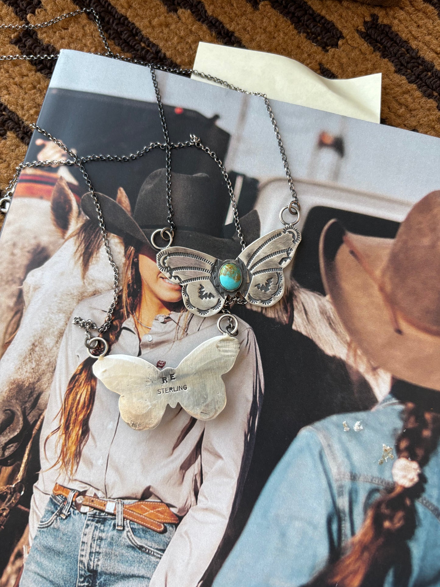 MARKET FIND #10 - 18" RICK ENRIQUEZ TURQ BUTTERFLY NECKLACE