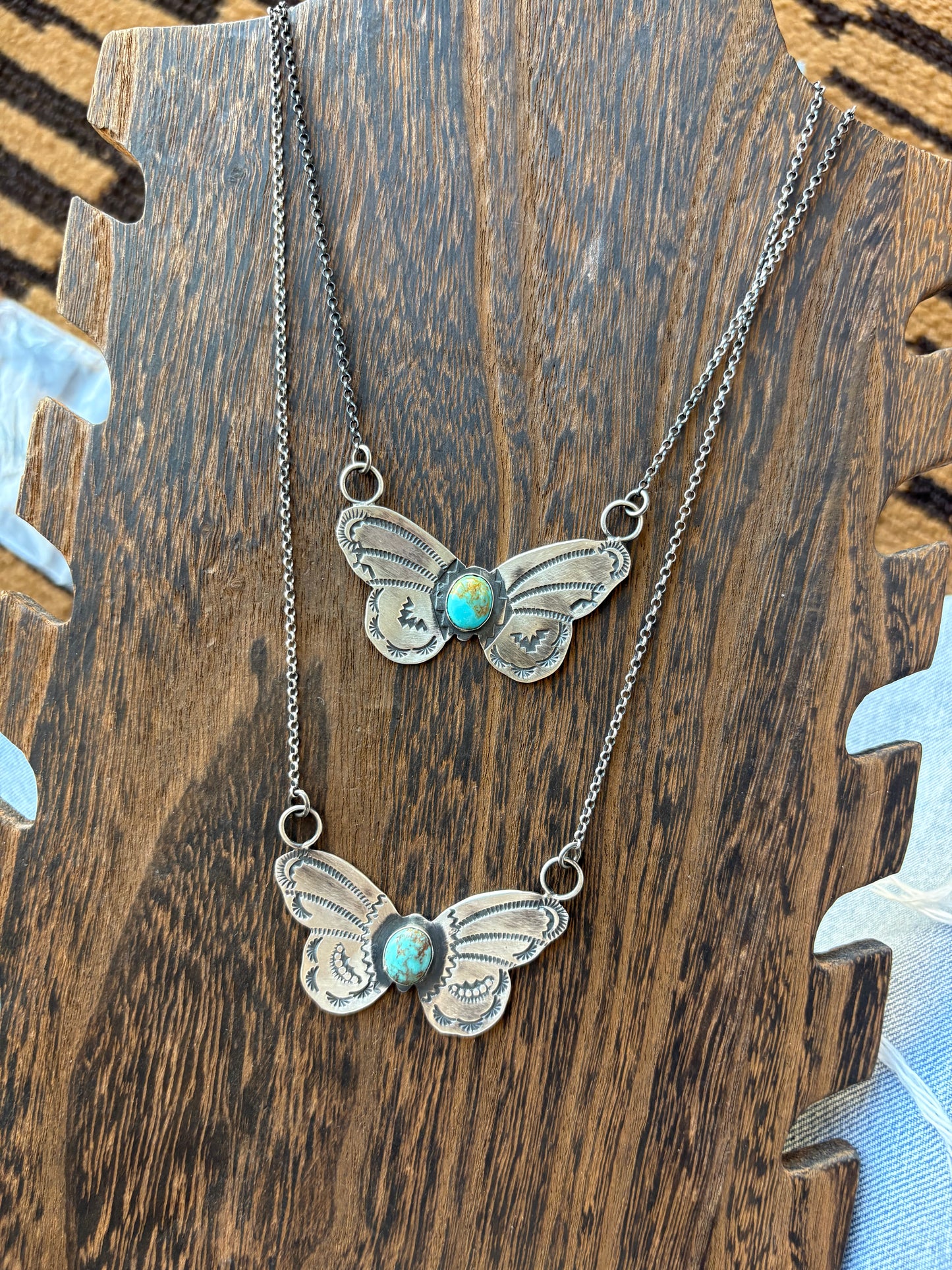 MARKET FIND #10 - 18" RICK ENRIQUEZ TURQ BUTTERFLY NECKLACE